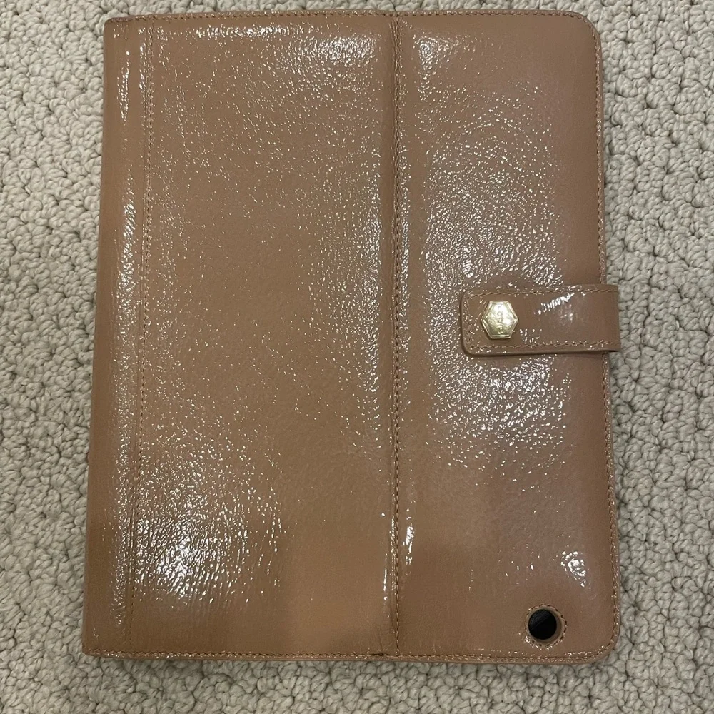 NWT beige patent leather iPad cover